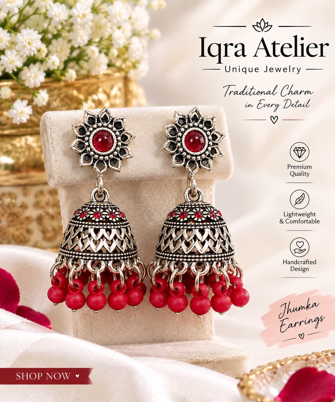 Red Jhumka Earring, photo 1