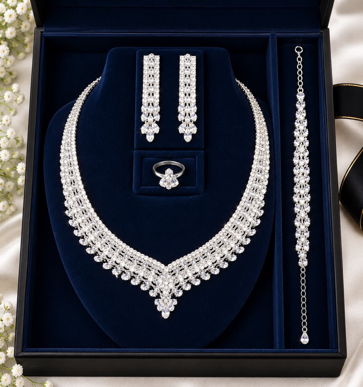 Luxury Silver Crystal Jewelry Set, photo 2